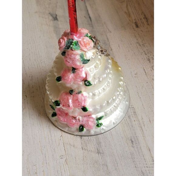 Unique blown glass wedding cake ornament tree Xmas glitter - Picture 8 of 16